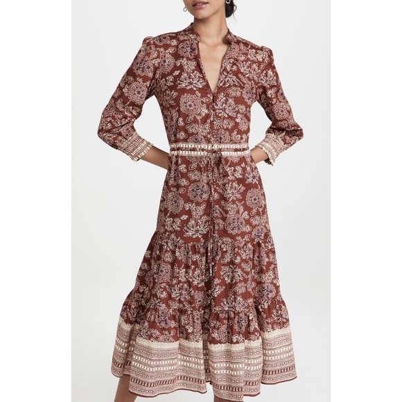 NWT Veronica Beard Swedie Midi Dress in Rust Floral Sz. 6 - Picture 6 of 6